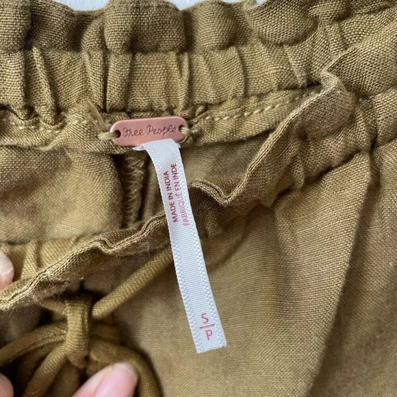 Free People Linen  Blend Mirella Cinched Shorts Olive Green Size Small - Picture 7 of 8